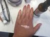 Here's a "swatch" of the moonstone Argan oil.  I must say I love it as a primer.