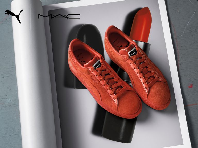 Puma X MAC Suede Sneakers in Lady Danger, $90; puma.com