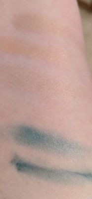 Swatches top to bottom: Chanel Bronze Antique, Bronze from 9-pan Neapolis palette, High Profile, Verderame, Bleu Nuit