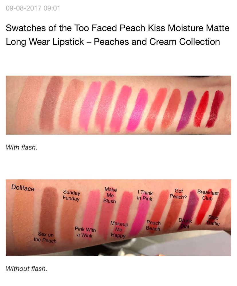 Repost of my swatches of (many of the) lipsticks.