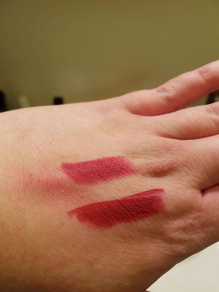 Pat McGrath MatteTrance lipstick. Top is Executive Realness and bottom is Guinevere.