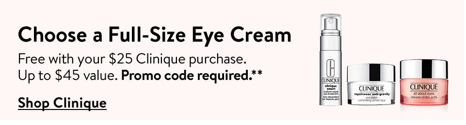 Online and in U.S. stores. One per person, while supply lasts. Enter one promo code in Checkout to qualify—use REPAIR for Repairwear Anti-Gravity Eye Cream; use AAE for All About Eyes; use SMART for Smart Custom-Repair Eye Treatment.