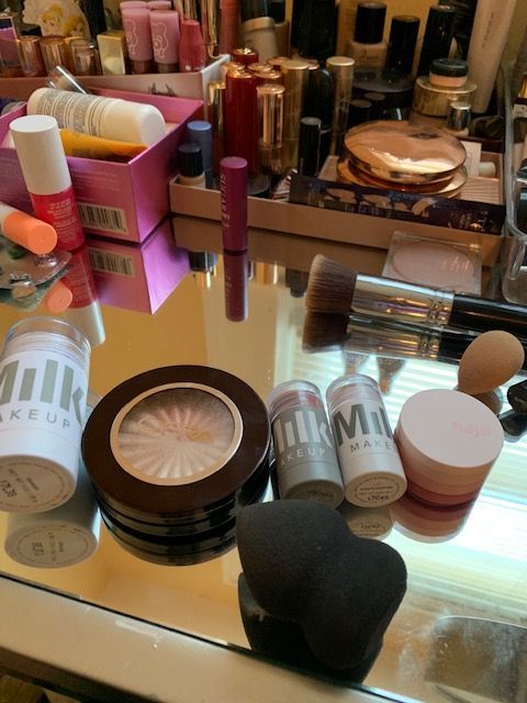 I'm on a Milk phase and I am obsessed with the stick bronzer and blush. The highlighter is great too. The blender is from Maybelline and is just as good as my (many) beauty blenders!