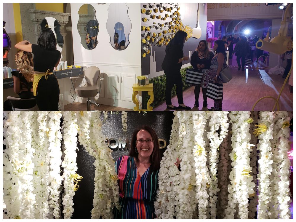 Drybar, me lounging in flowers