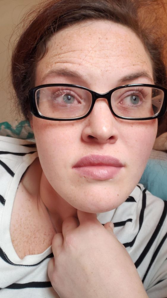 Zero makeup or skincare products.