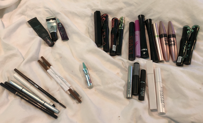3 eye primers, 9 brow products, 21 mascaras/lash primers