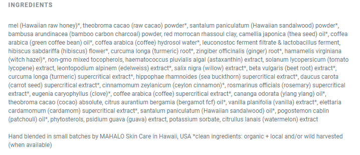 Ingredients list taken from thedetoxmarket(dot)com