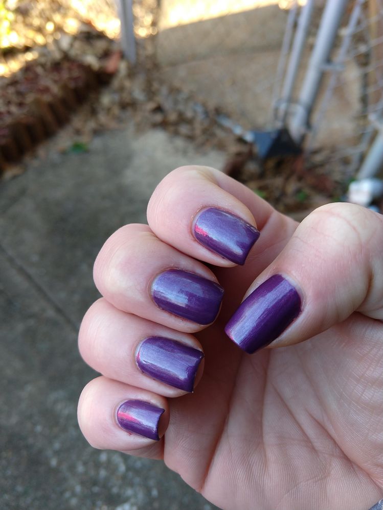 The pic brightens it up a bit, but it's a lovely shimmery, smoky grape