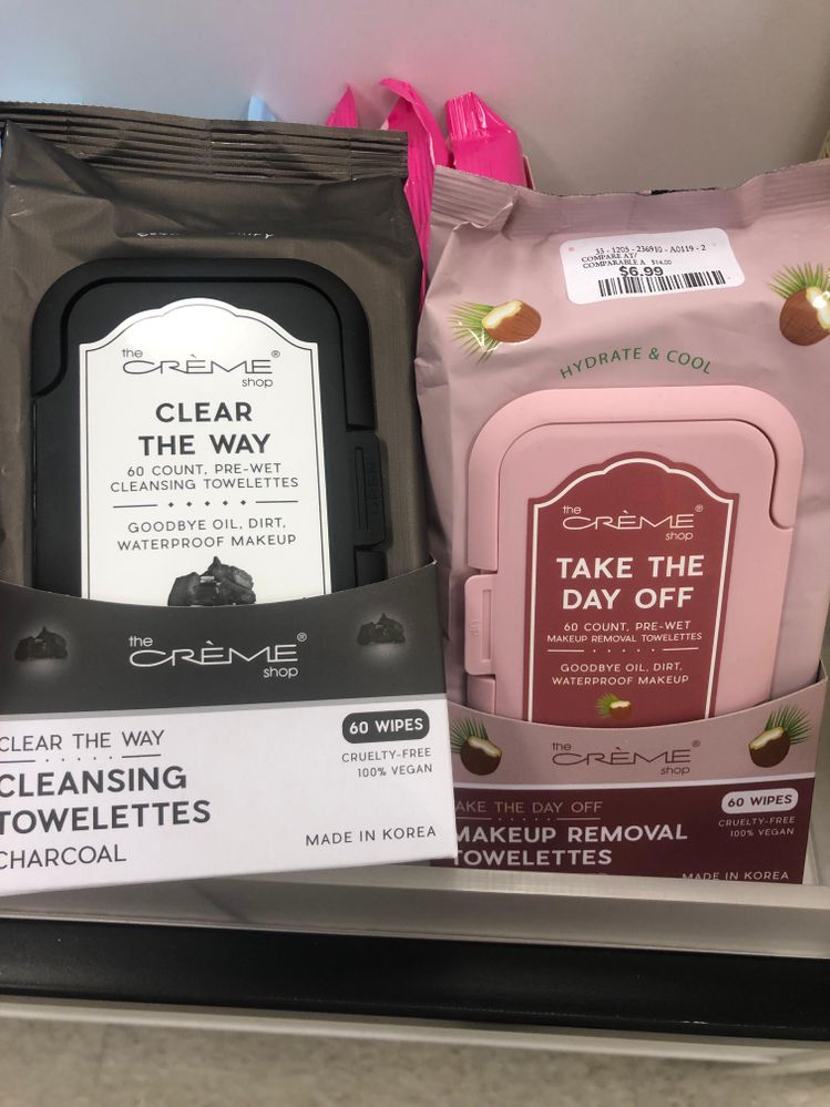 The other two "flavours of Creme Shop wipes