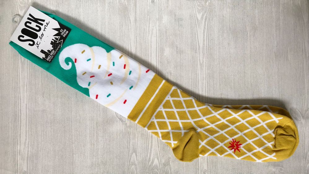 Wait...what?!! Two of my favorite things in one! Ice cream and socks!! I can't get over this - it makes me laugh and smile all at the same time. Such joy!!