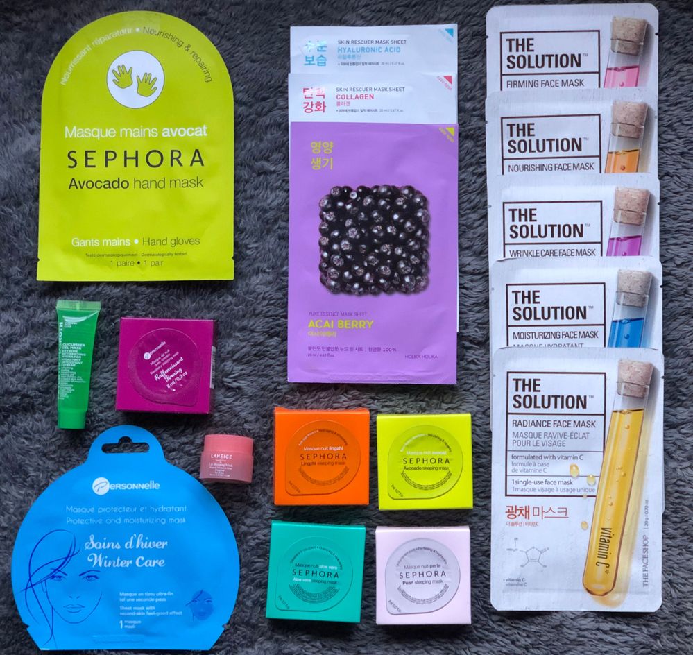 Just look at all these beauties! These Face Shop masks are some of my favorites and keana1 knows I love the Sephora avocado hand mask and Laneige lip sleeping mask! Yay! I've wanted to try the Sephora Collection sleep mask and Holicka sheet masks! My skin is looking forward to the hydration these goodies will bring. Thank you keana1!