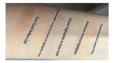 Highlighter comparisons, from thedailydoseofmkup IG