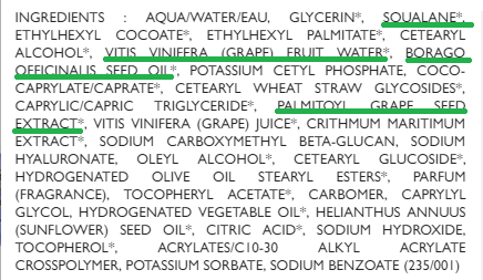 Caudalie Vinosource SOS Deep Hydration Moisturizer ingredients list.