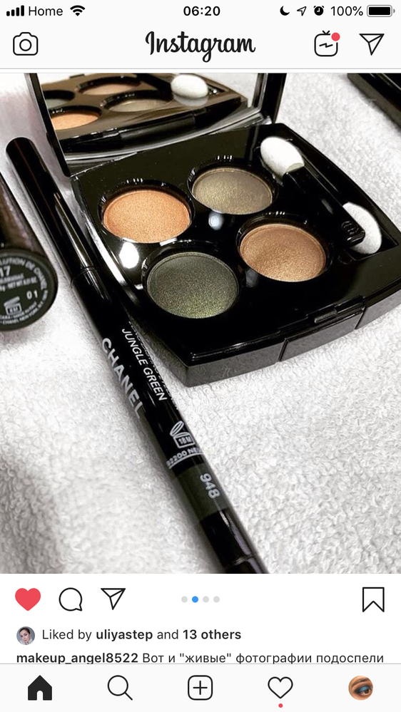 Eyeshadow palette of the day: Chanel blurry green. We don't really