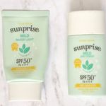 L to R: chemical SPF (creamier texture), physical SPF (more matte finish)