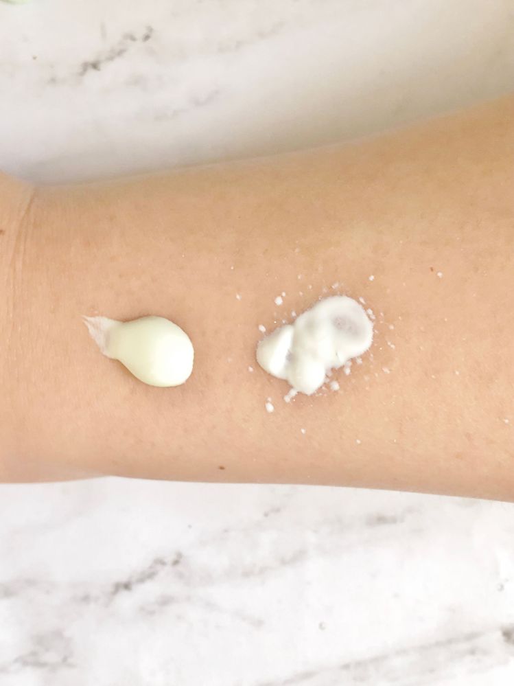 L to R: chemical SPF; physical SPF