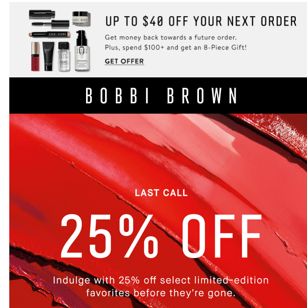 Offer ends 6/9/2019 at 11:59PM PT. Get set at checkout with $100+. No code needed. Get your Beauty Bonus Code emailed to you after checkout. Spend $75 and get $15 off your next order. Spend $100 and get $25 off your next order. Spend $150 and get $40 off your next order. Offer available to US residents only.