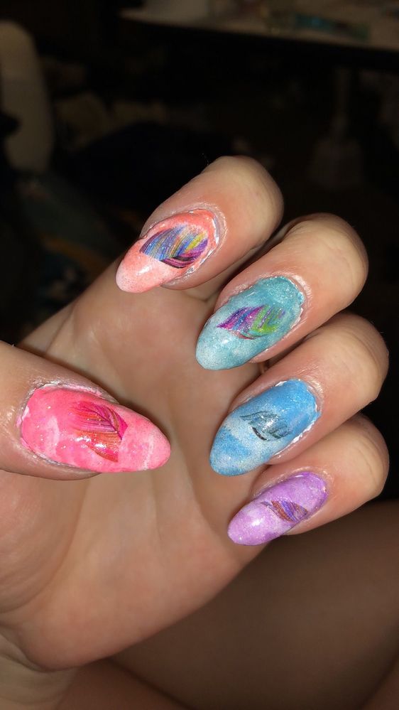 Pastel rainbow clouds with a holo topcoat