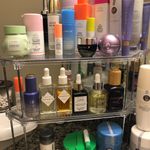 Go-to’s top shelf, middle shelf oils, cleansers on the botton