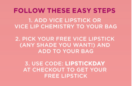 Offer valid from Ju﻿ly 2﻿8, 20﻿19, at 12﻿:﻿00 A﻿M P﻿ST to Ju﻿ly 3﻿0, 20﻿19, 11﻿:﻿59 P﻿M P﻿ST with promotional code LIPSTICKDAY.