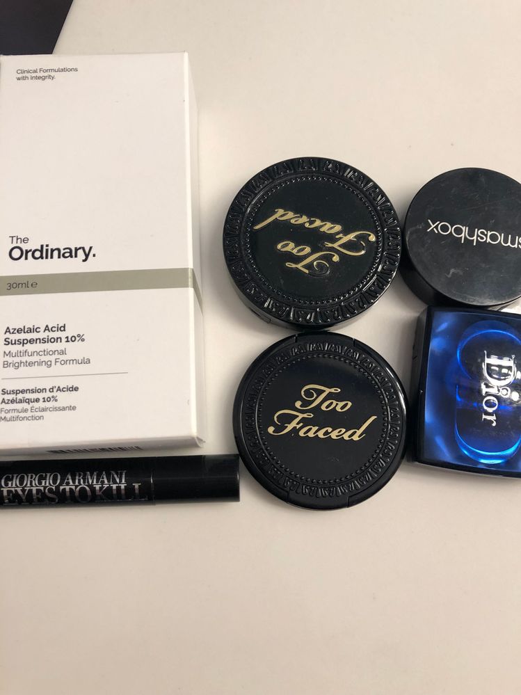 Okay/destash- too faced bronzers were ok but too dark for me. The ordinary was too siliconey for me. Dior was super old so tossed it.