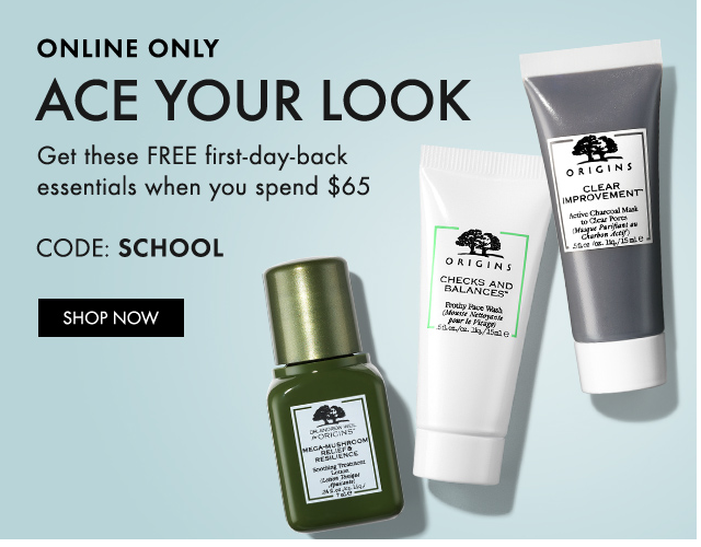 Offer ends on 8/19/2019 at 06:00 AM EST. Enter offer code SCHOOL at checkout to get a free Checks & Balances 15mL, Mega Mushroom Treatment Lotion 7mL, and CIear Improvment Mask with any $65 purchase*.