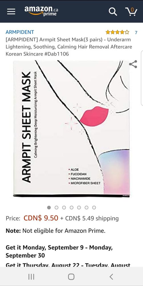 Armpit sheet mask.