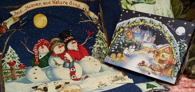 blanket on left, kringle box on right. cute!