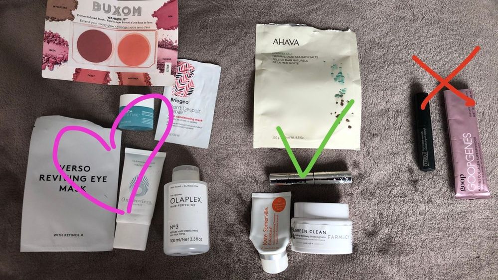 Far left items are loves, middle are likes and far right are dislikes (the Goop genes supplements have the most disgusting taste, happy I could try a sample).