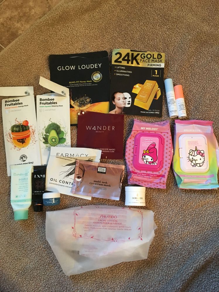 August-Loved the papa recipes, farmacy, and Erno Laszlo masks. The Creme Shop cleanse was nice and my trusty shiseido cotton. The Glow Loudey was too stinky for my taste and the 24k gold mask was not impressive