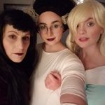 Me (Nadja from "What We Do In The Shoadows"), my daughters Elinor & Alyce as The Bride of Frankenstein and Princess Rosalina respectively. We are ALL wearing lipstick from Sephora, like Bite, Stila and Too Faced.