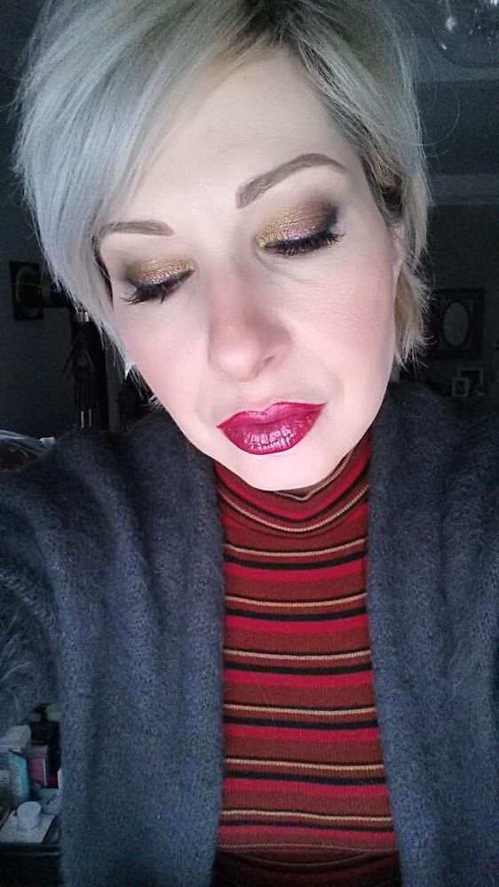 Even added falsies and lots of shimmer and gloss