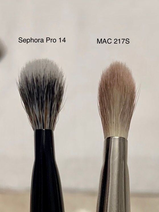 Side profile of Sephora Pro 14 vs. MAC 217 blender.