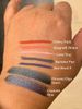 Swatches of Fenty eyeliners and Gucci metallic lipsticks.