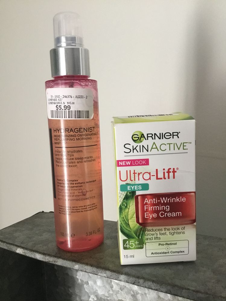 A few weeks back I picked up some makeup wipes and these two.  The hylauronic and vitamin infused mist is quite good.  Garnier is a decent drugstore brand, no complaints and it’s not over fragranced.