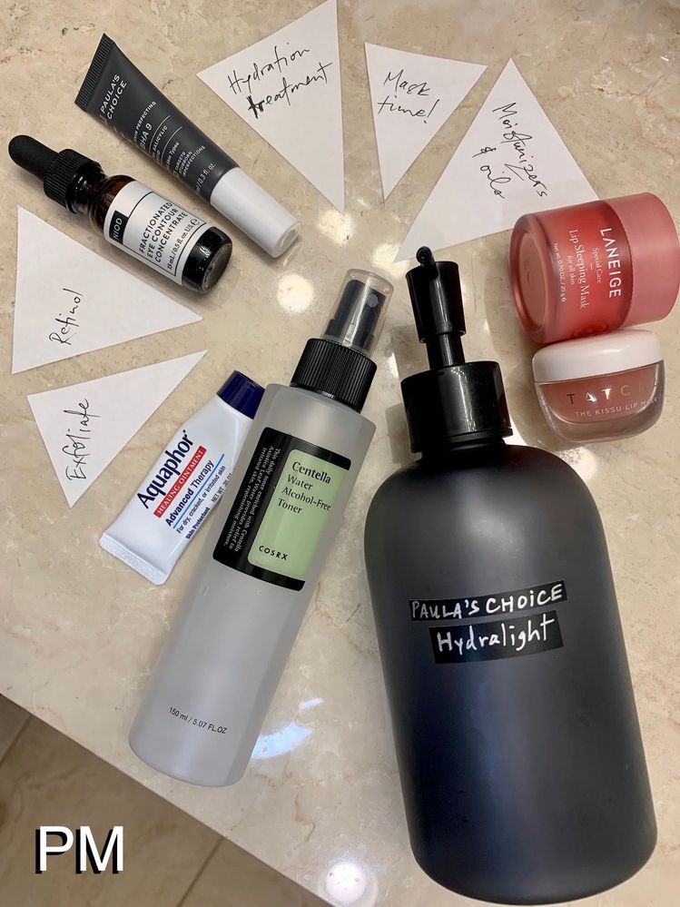 Products used in clockwise order, starting with Hydralight cleanser.