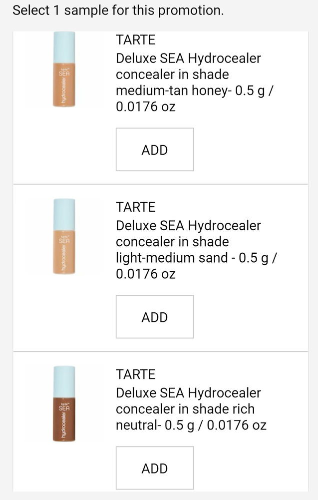 Shade range for the samples seems, shifted...compared to entire collection. 30 shades in the collection is better than usual for Tarte.