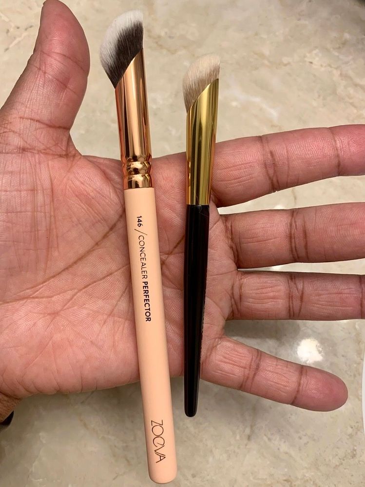 Zoeva concealer brush vs. small PMG concealer brush.