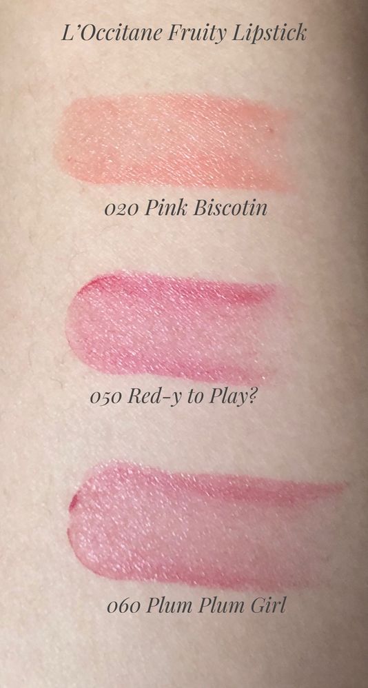 I was expecting Pink Biscotin to be more . . . pink, but it's a nice color. The other 2 shades look similar, but they're not. :) One is more red and the other is more purple. ;) That's my story and I'm sticking to it!