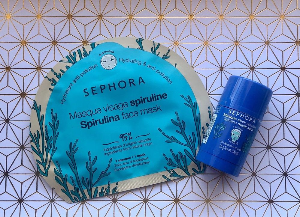 I was going to make a spirulina bowl to include in my pic, but it's just too cold for that, so it'll just be these Sephora Collection spirulina masks.