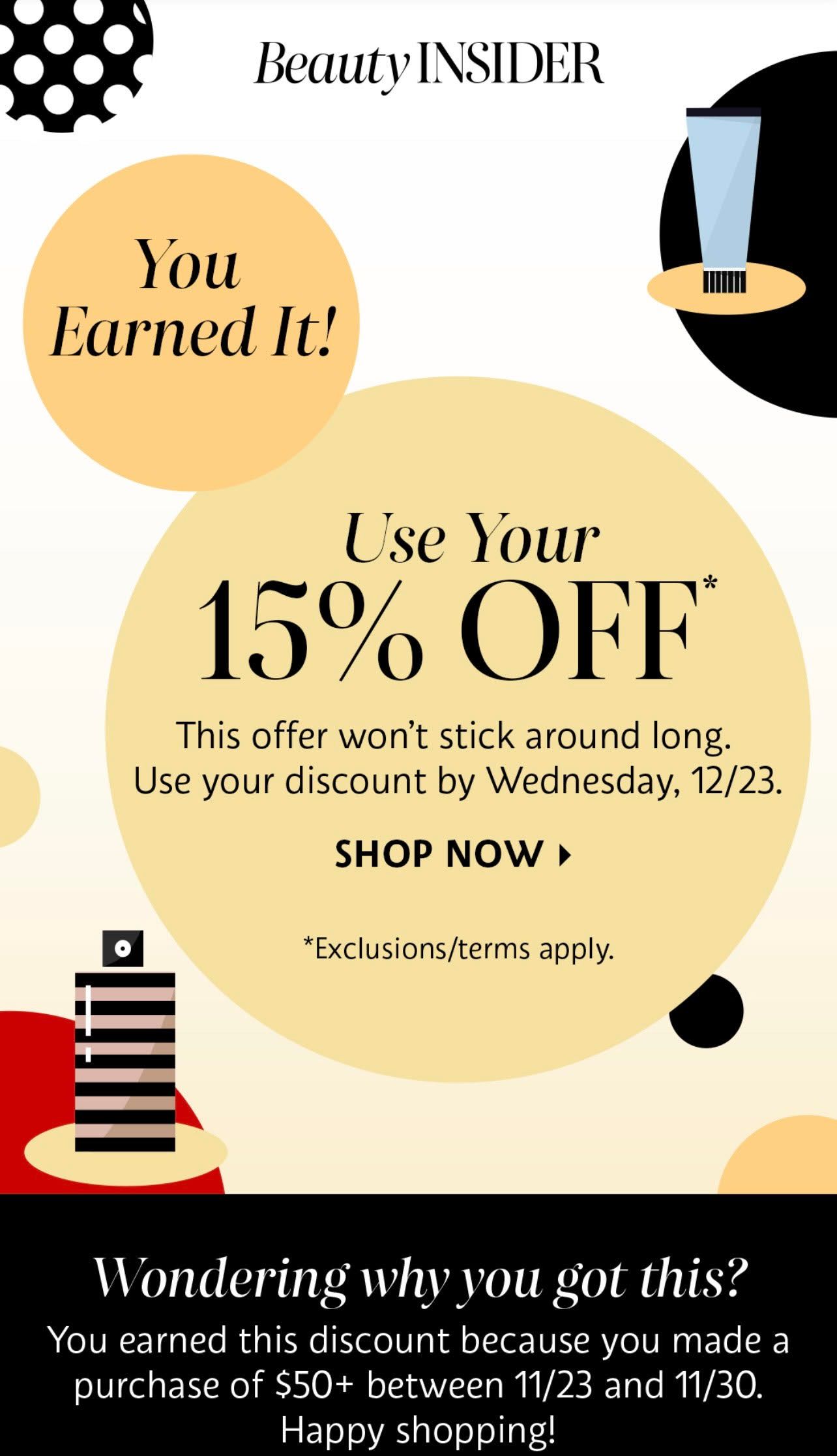 15% Discount Code missing - Beauty Insider Community