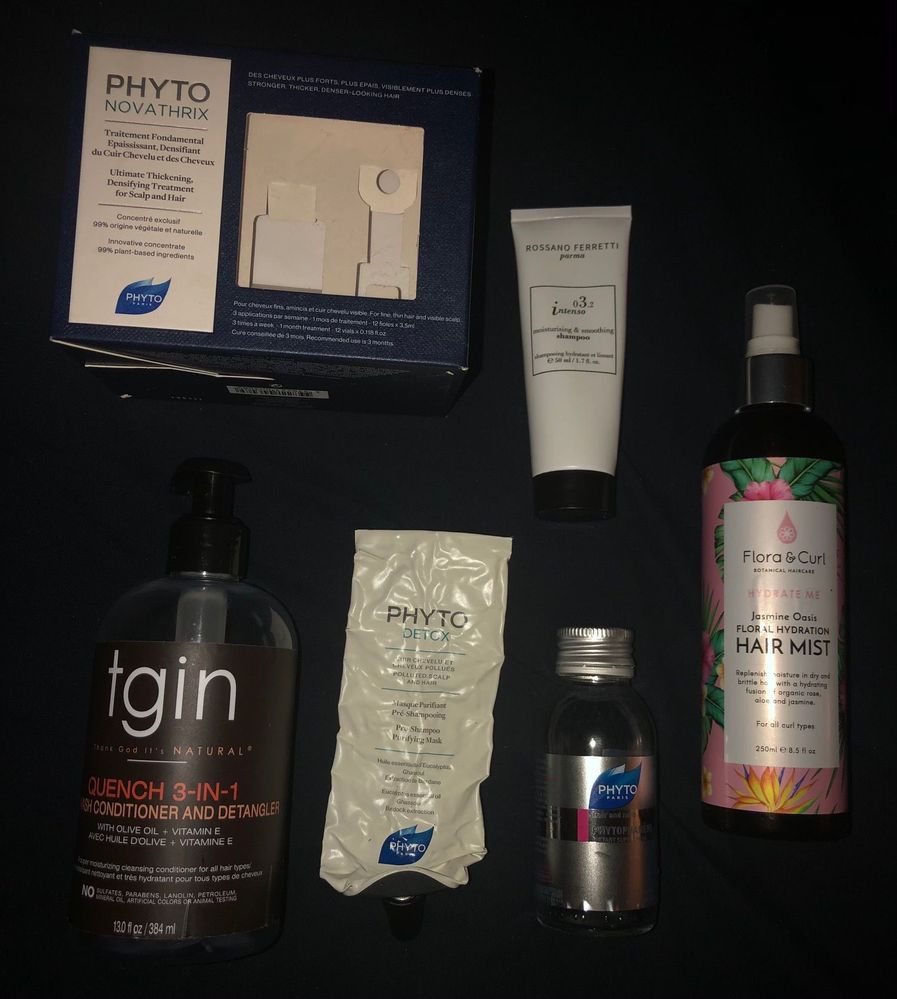 The Flora & Curl Jasmine Oasis Floral Hydration Hair Mist makes my hair feel great, but it smells disgusting. I was excited about the Rossano Ferretti Parma 3.2 Intenso Moisturising and Smoothing Shampoo, but it didn’t leave my hair feeling moisturized. The PHYTODETOX Pre-Shampoo Purifying Mask didn’t do much but make my scalp tingle.