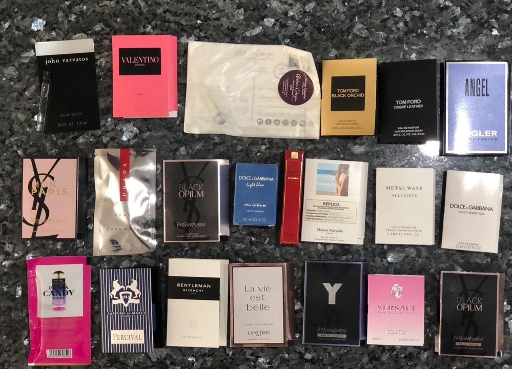 Fragrance samples - all 21 samples are new / never been used and have already been donated. The only fragrance samples I have in the house now are either of perfumes that I like and use, or are of scents that I'm interested in seeing if I want to pick up a full size, and I'm trying to limit those as well.