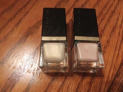 02, (I don't even know what to call this shade, a pale champagne gold?) and 01, a pink.