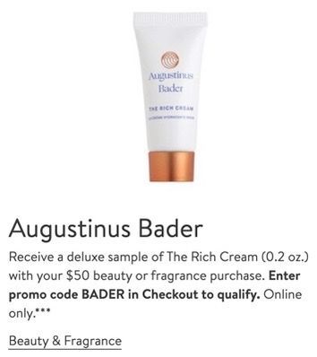 Nordstrom - Augustinus Bader GWP, promo code BADER