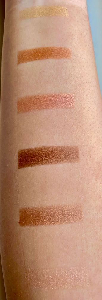 This is the Sephora Collection Clean Bouncy Eyeshadow Palette in Dragonfly swatched on my arm.