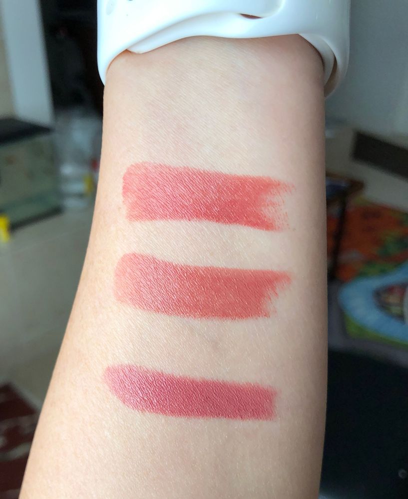 Top (closest to my watch) to bottom: Nubile, Neutral Party and Indian Rose. Indian Rose is older shade while the other 2 are new (Nubile is an existing shade in a different formula so we use the term new loosely)
