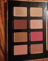 This palette has the best texture of all of BB's palettes I have tried; very creamy and dense.  The very sparkly shadows seem to me to be more of shadow toppers, as they are faint.  I did swatch with my fingers, but I think a brush will pick up more product.