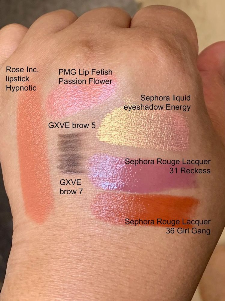 Someone asked me if PMG Passion Flower was close to Hypnotic. Also, you can see Energy's pink shift better in this swatch than on my lid.