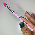 Travel size angled eyeliner brush, from a ColourPop brush set. It's small but mighty.